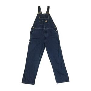 Carhartt Mens Loose Fit Denim Bib Overalls Dark Wash 38 x 32 OR4672-M Farmer